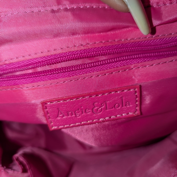 EUC Angie & Lola Pink Faux Snake Print Shoulder Bag - Picture 3 of 6